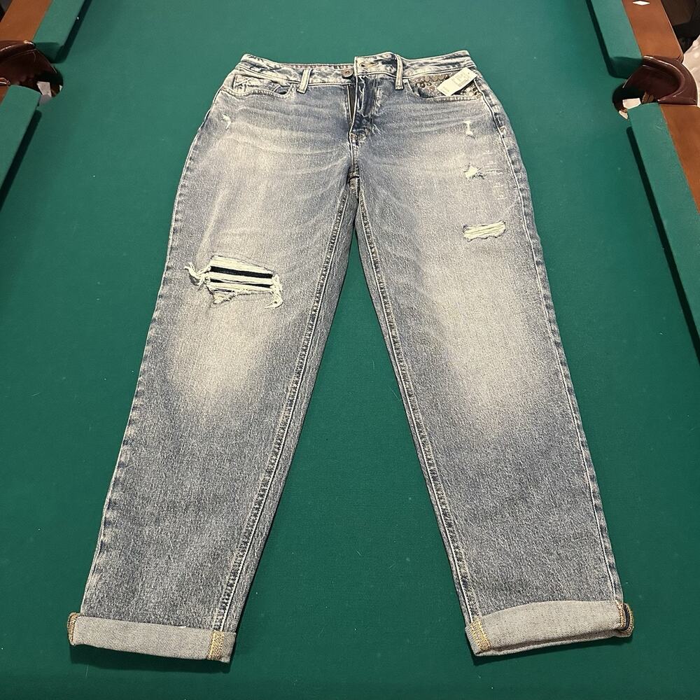 Maurices Edgely Women’s 12 Regular 90s Taper High Rise Distressed Jeans NWT